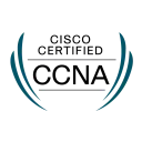Cisco Certified CCNA badge, issued by Cisco
